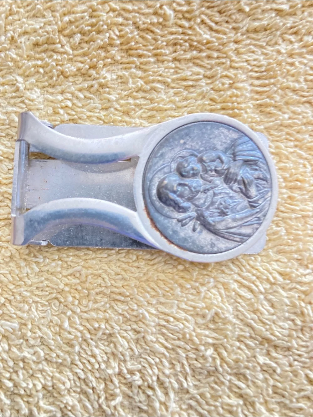 Religious Medal Money Clip - Silver Tone